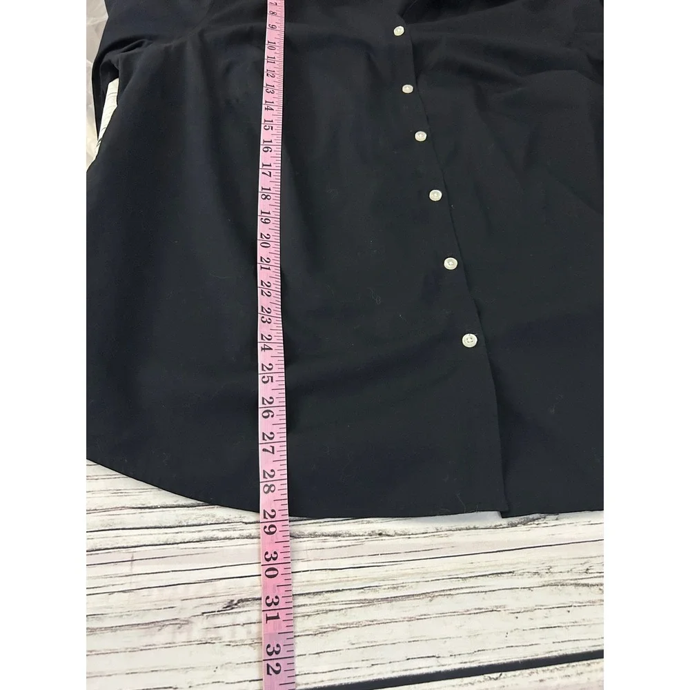 Lands End Women 22W Black No Iron Broadcloth 3/4 Sleeve Button Down Shirt